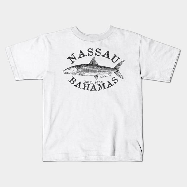 Nassau, Bahamas, Bonefish (Distressed) Kids T-Shirt by jcombs